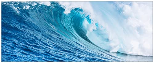 Wallario Acrylglasbild XXL Eindrucksvolle Welle im Ozean - 80 x 200 cm in Premium-Qualität: Brillante Farben, freischwebende Optik