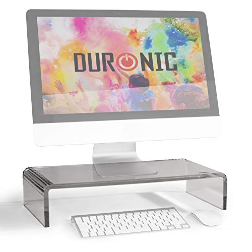 Duronic DM054 Bildschirmständer/Monitorständer/Notebookständer/TV Ständer/Bildschirmerhöhung/Laptop | Acrylglas | schwarz | 50cm x 20cm | 30kg Kapazität
