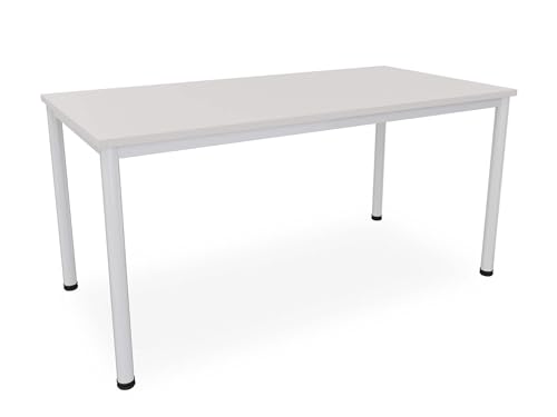 Schreibtisch in verschiedenen Größen und Farben graues Metallgestell Konferenztisch Besprechungstisch Arbeitstisch Universaltisch Bürotisch Verkaufstisch (B: 160 cm x T: 80 cm, Lichtgrau)