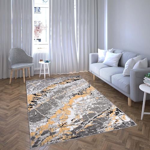 decorwelt | Teppich Wohnzimmer Waschbar Kurzflor Teppiche Weiß - 80 x 150 cm - Wohnzimmerteppich Schlafzimmer Modern