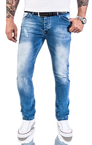 Rock Creek Designer Herren Jeans Hose Stretch Jeanshose Basic Slim Fit [RC-2131 - V.Light Blue - W40 L30]