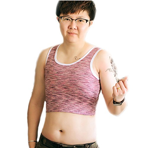 BaronHong Tomboy Trans Lesbische Baumwolle Brust Binder Plus Size Short Tank Top mit 20 CM stärkeres Gummiband (darkpink, 4XL)