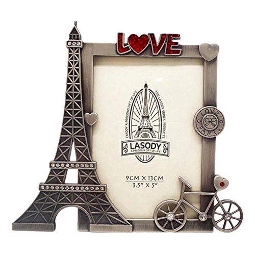 QTMY Eiffelturm Fahrrad Liebe Bilderrahmen aus Metall für Büro Schreibtisch Ornamente (Eiffelturm) (Eiffelturm)
