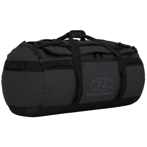 Highlander Storm Kit Bag 90 Liter Die robuste Expeditions-, Reise- und Sportreisetasche für Männer und Frauen, geeignet für alle Wetterbedingungen (Schwarz)