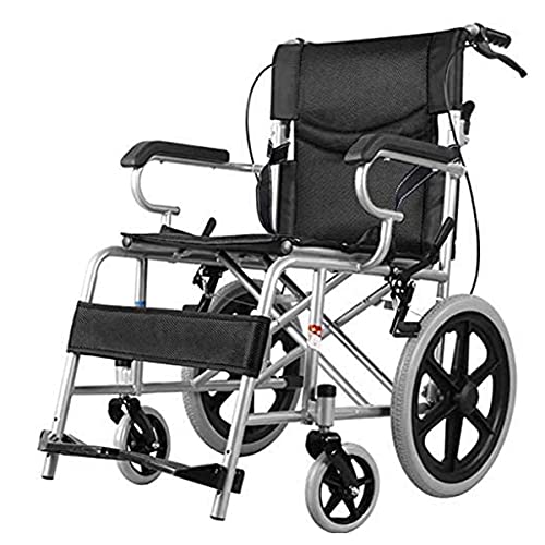 Leichter faltbarer Rollstuhl, bequemer tragbarer Rollstuhl mit Eigenantrieb, abnehmbare Fußstützen, Armlehne, schwarz