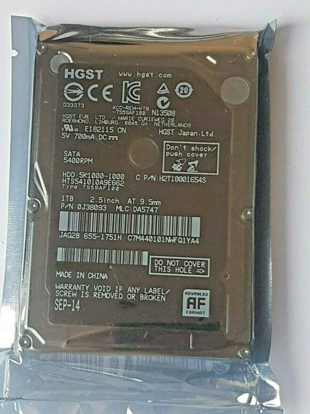 Festplatte 1 TB SATA HGST 5K1000 HTS541010A9E662 5400rpm 8MB 2.5" interne