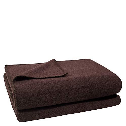 Soft-Fleece-Decke - Polarfleece-Decke mit Häkelstich - flauschige Kuscheldecke - 220x240 cm - 880 dark brown - von 'zoeppritz since 1828'