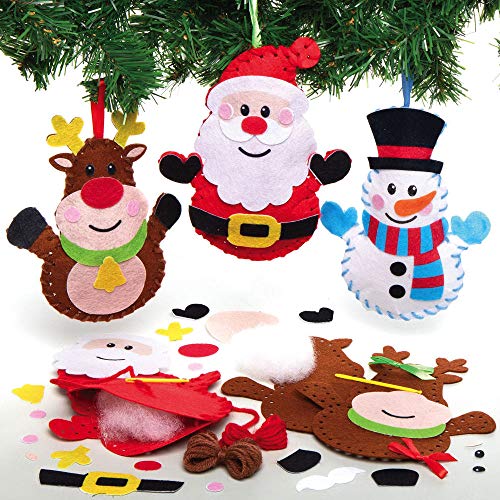Baker Ross Nähset Weihnachtsdekoration AX473-3 Stück, kreatives Bastelzubehör für Kinder zum Basteln und Dekorieren, ideal für Kinder, für weihnachtliche Kunst- und Bastelprojekte