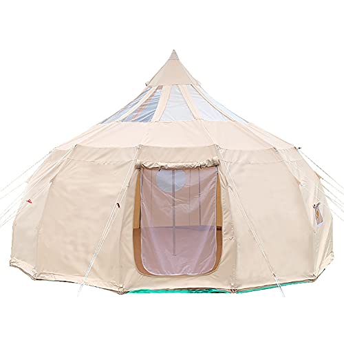 Outdoor Segeltuch Glockenzelt 5M Segeltuch/900D Oxford Tuch Zelt 4 Jahreszeiten Luxus Großes Segeltuch Glamping Zelt Jurte für Camping Wandern Party Ziyu