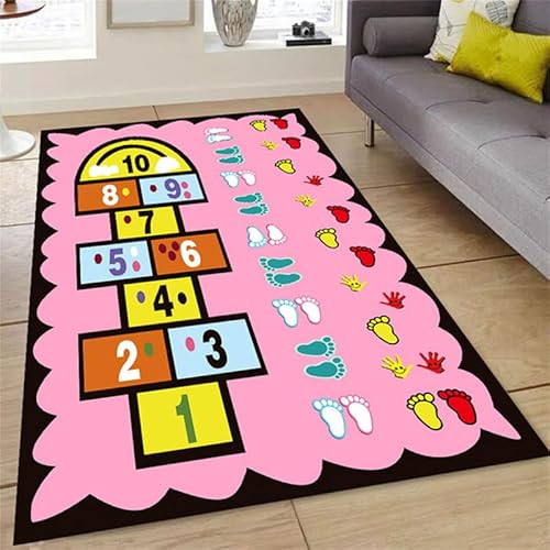 keephen Kinder Hopscotch Bodenteppiche Spielen Teppiche Bunte Multiplikationstabelle Fußmatten Rutschfester Bildungsteppich für Schlafzimmer