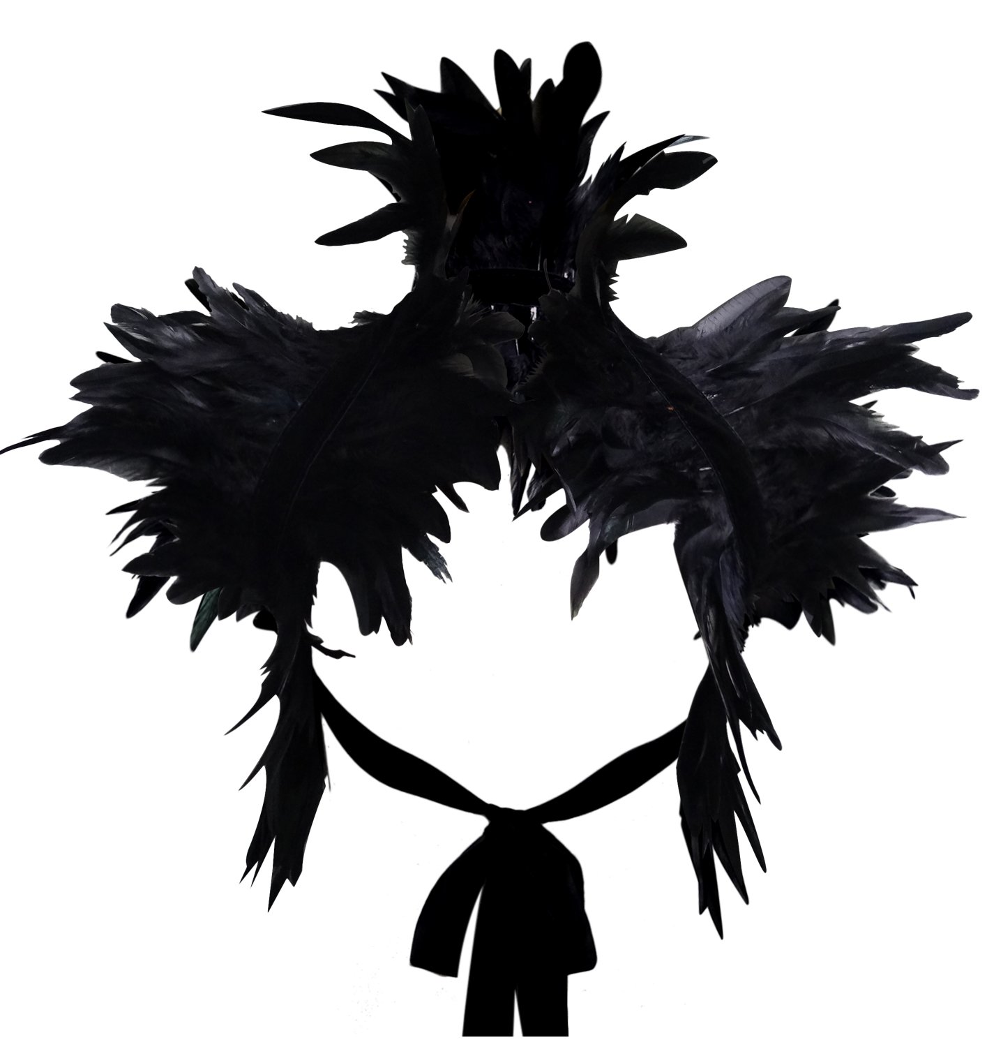 keland Victorian reale natürliche Feder Shrug Schal Schulterumhang Cape Gothic Kragen Halloween-Kostüm (Schwarz)