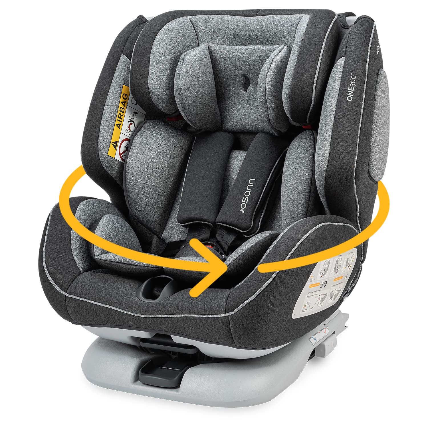 Osann One360 Kindersitz Gruppe 0+/1/2/3 (0 – 36 kg), Reboarder Kinderautositz mit Isofix - Universe Grey
