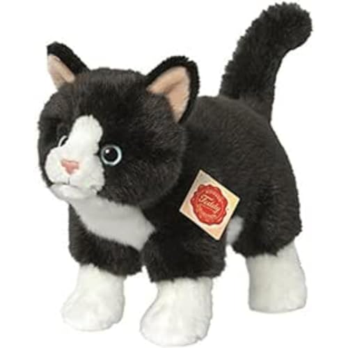 Hermann Teddy Collection 918202 - Plüsch-Katze stehend, 20 cm, schwarz/weiß