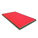 NiroSport Turnmatte für zu Hause / 8cm hohe Weichbodenmatte für Gymnastik & Yoga / Kinder Sportmatte für Turnhallen – hautfreundlicher Fitnessmatte aus abwaschbarem Kunstleder (100 x 100 cm, Rot/Grün)