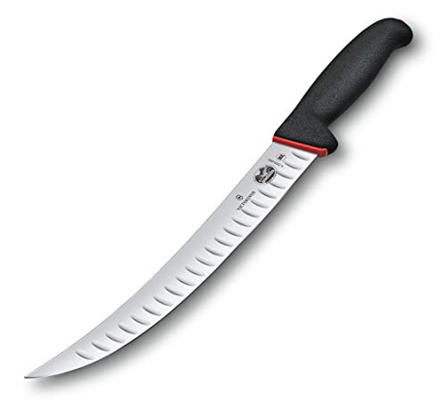 Victorinox Fibrox Dual Grip Schlachtmesser, Kullenschliff, gebogene, schmale Klinge, Klingenlänge 25cm, schwarz