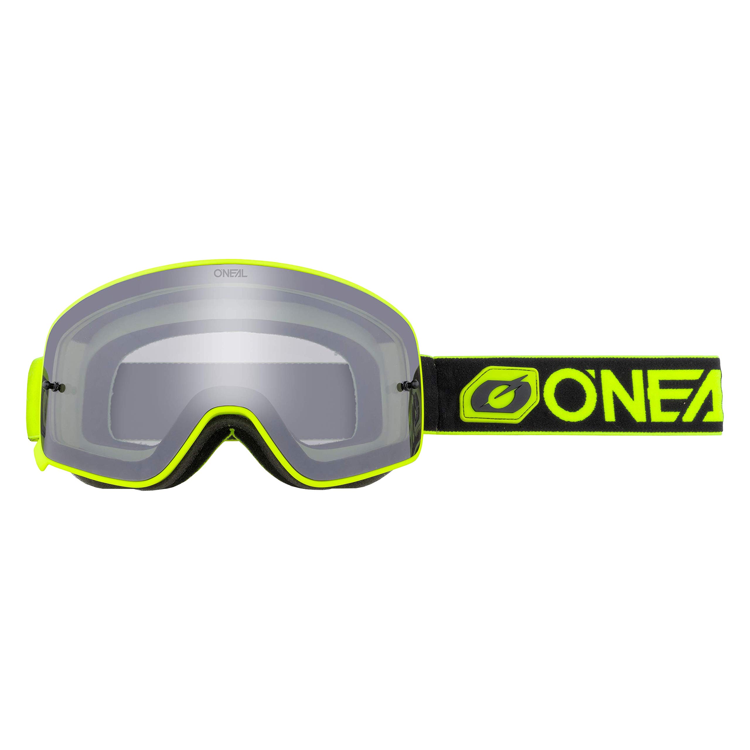 O'NEAL | Fahrrad- & Motocross-Brille | MX MTB DH FR Downhill Freeride | Verstellbares Band, optimaler Komfort, perfekte Belüftung | B-50 Goggle | Unisex | Schwarz Neon-Gelb verspiegelt | One Size