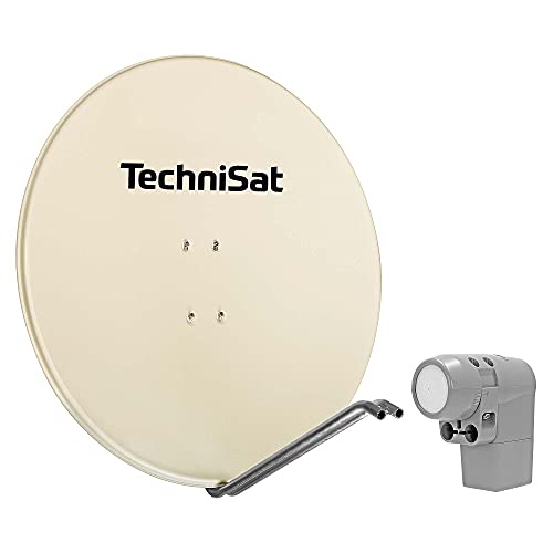 TechniSat SATMAN 850 Plus – Satellitenschüssel für 8 Teilnehmer (85 cm Sat Komplettanlage, Spiegel mit Masthalterung und UNYSAT Universal-Octo LNB im Wetterschutz-Gehäuse) beige