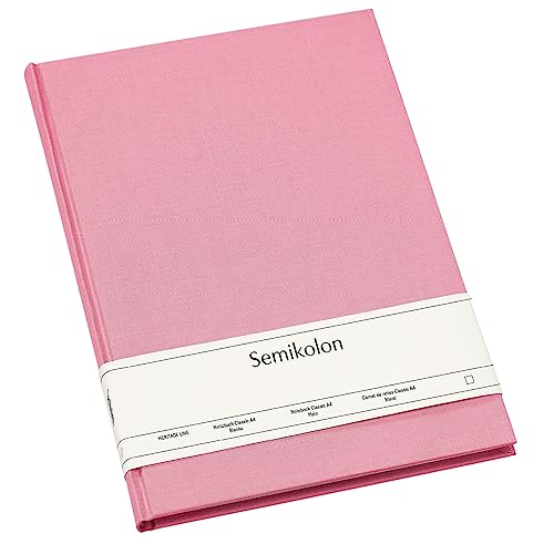 Semikolon (364076) Notizbuch Classic A4 blanko flamingo (pink) - Buchleinenbezug - 176 Seiten mit cremeweißem 100g/m²- Papier - Lesezeichen - Format: 21,7 x 30,5 cm