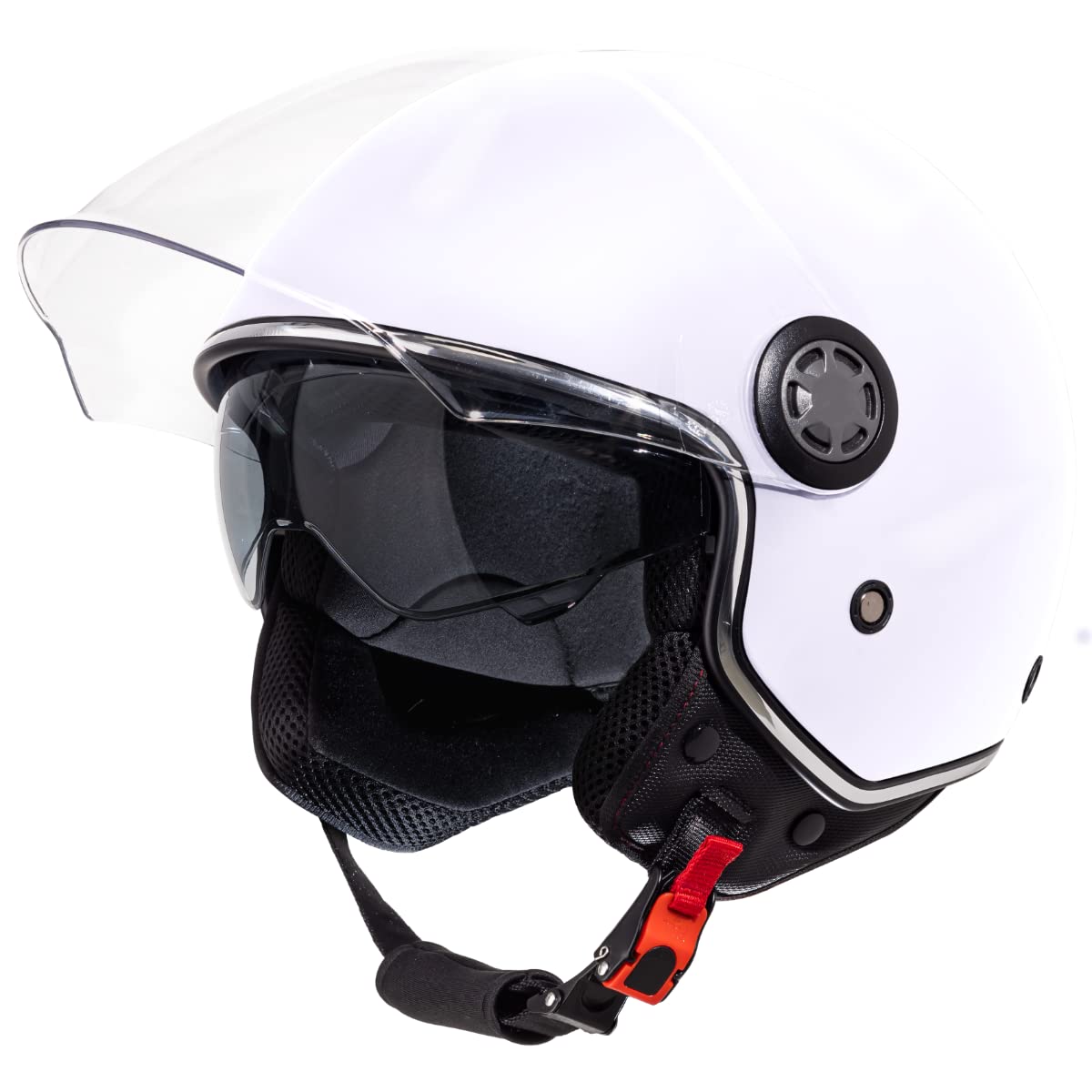 VINZ Pavia Jethelm mit Doppelvisier | Roller Helm Fashionhelm | In Gr. XS-XXL | Jet Helm mit Sonnenblende | ECE 22.06 Zertifiziert | Motorradhelm mit Visier - Weiß