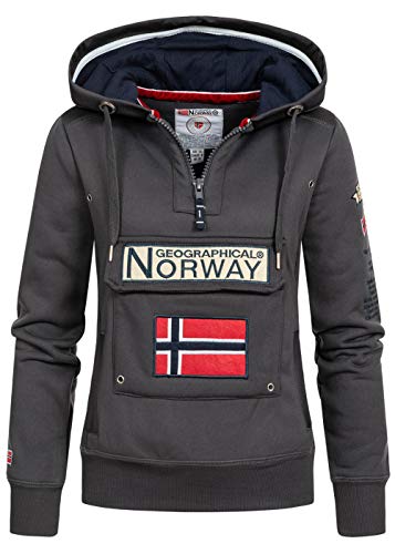 Geographical Norway GYMCLASS Lady - Damen Sweatshirt Hoody Und Taschen Känguru - Damen Sweatshirt Langarm - Pullover Winter - Hoodie Jacke Tops Sport Kapuzen Hoodies (DUNKELGRAU XXL - GRÖSSE 5)
