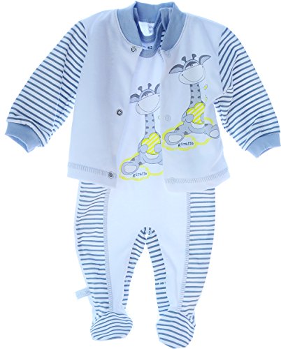 La Bortini Baby Strampler SET 50 56 62 68 74 80 86 92 Stramplerhose & Shirt Weiß Grau (56)