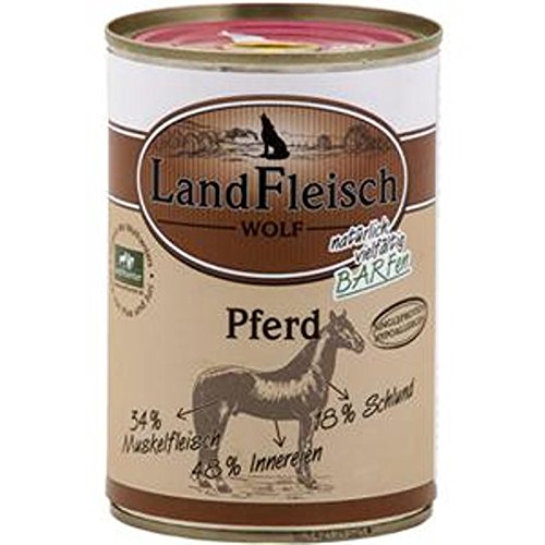 LANDFLEISCH Hundenassfutter »Wolf Barf Sensitiv Pferd«, 12 Dosen á 400 g