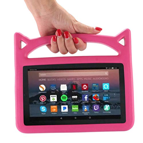 Liqiqi Schutzhülle für Amazon Kindle Fire HD 8 Kids Silikon Case Schutzhülle Stoßfest hot pink