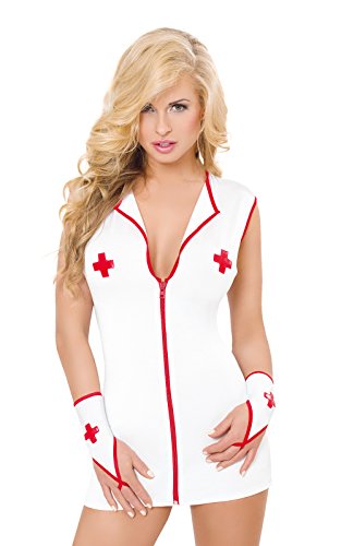 SoftLine Sexy Krankenschwester Kostüm, mit Minikleid und Handschuhe, Farbe: weiß, Größe: S/M