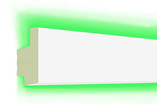 HEXIM LED Stuckleisten aus PU - Indirekte Beleuchtung mit modernen Deckenleisten, lichtundurchlässig, leicht und schlagzäh - (10 Meter Sparpaket LED-18 65x34mm) Zierprofil, Stuck, Deckenbeleuchtung