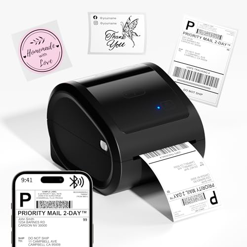 ItriAce D520BT Bluetooth-Thermodrucker, 4 × 6 Versand-Etikettendrucker für kleine Unternehmen, Paketversand, Desktop-Etikettendrucker, kompatibel mit Royal Mail, Amazon, Etsy, Shopify, Ebay, UPS