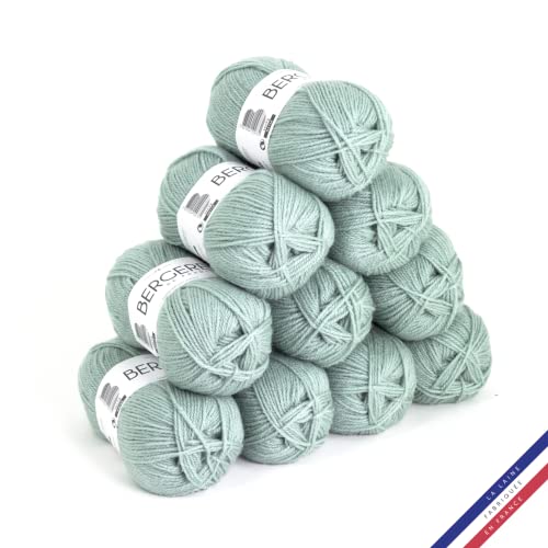 Bergère de France - BARISIENNE, Wolle set zum stricken und häkeln (10 x 50g) - 100% Acryl - 4 mm - Sehr weicher Rundfaden - Blau (BAMBOU)