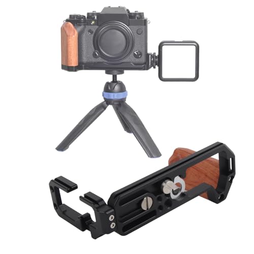 Kamera L-Halterung Schnellwechselplatte, QR L-Halterung aus Aluminiumlegierung aus Holz 1/4 Zoll und 3/8 Zoll Löcher Schnellwechselplatte für Fuji X-T4