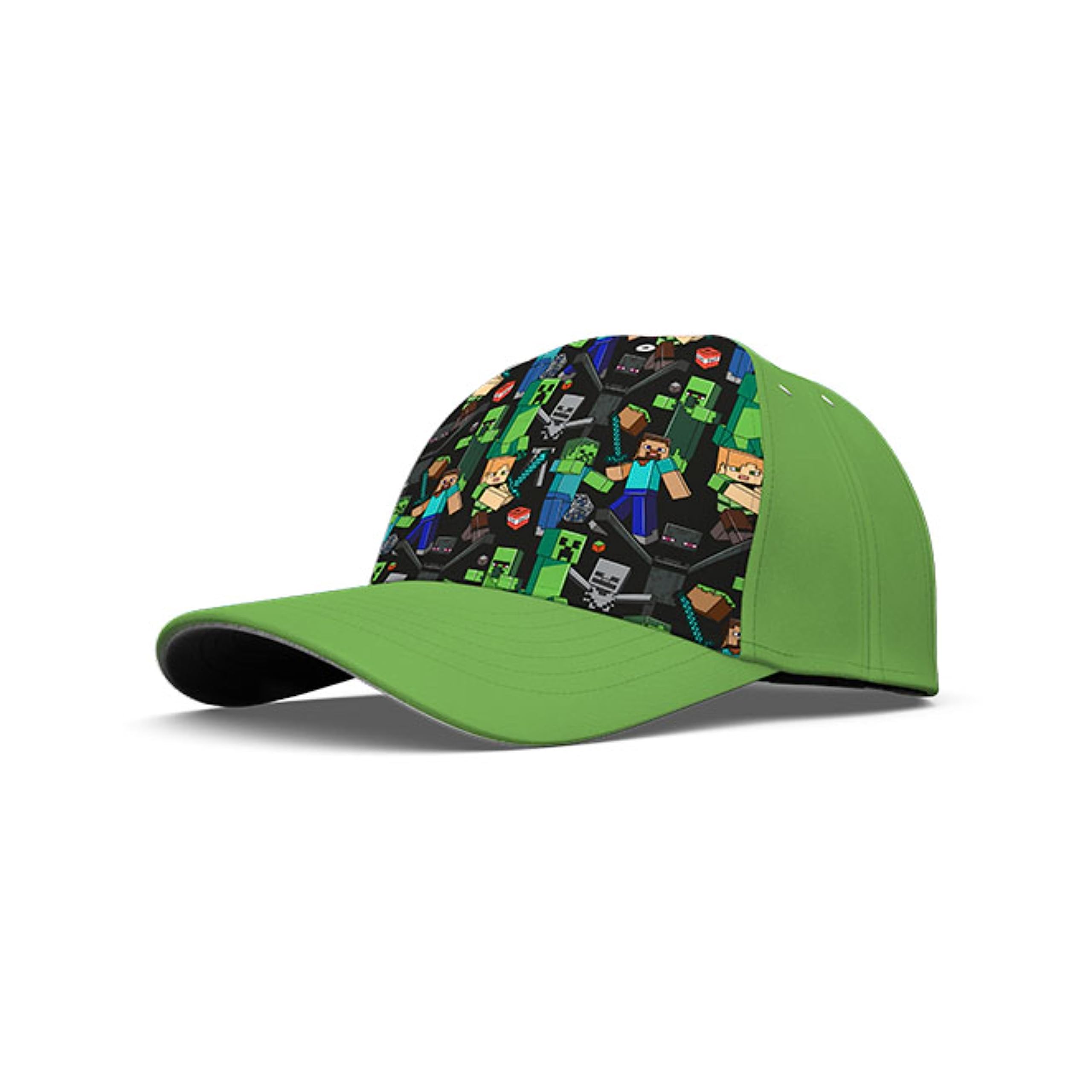 Minecraft Light Green Baseball Cap for Kids, Summer Sun Protection Polyester Hat, Breathable Cap for Kids Gift Sports