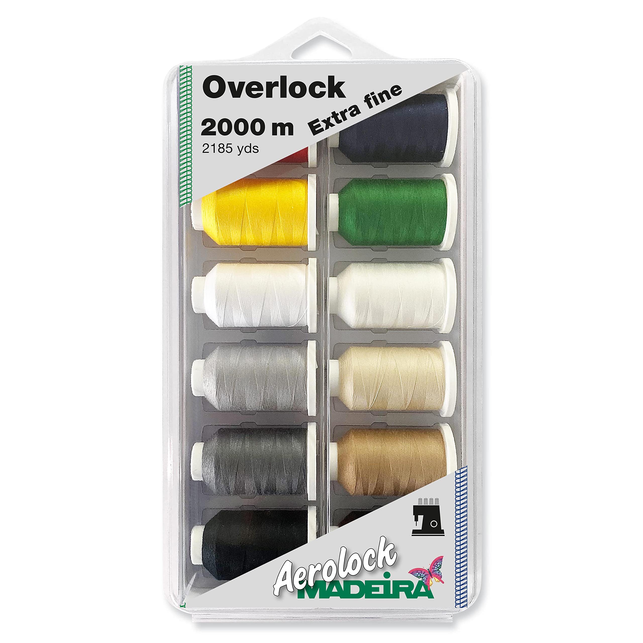 Madeira Aerolock Nr. 180 2000 Meter Overlock Extrafein, gemischte Farben