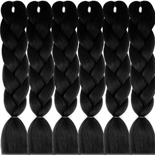 LDMY Braiding Haarverlängerung, 6 Bündel pro Packung, schwarze Jumbo-Zöpfe, synthetische Perücken für Frauen, 61 cm