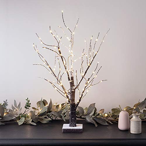 Lights4fun 65cm LED Baum mit 108 warmweißen Micro LEDs Timer batteriebetrieben Weihnachtsbaum künstlich