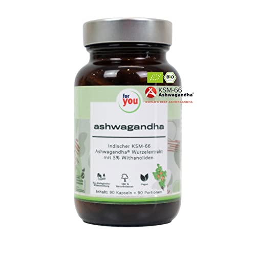 ashwagandha bio | original indischer bio Markenrohstoff KSM-66® Ashwagandha (Schlafbeere) mit 5% Withanoliden | (je 400mg pro Kapsel) Hoch bioverfügbarer Vollspektrum-Wurzelextrakt | ohne Zusätze