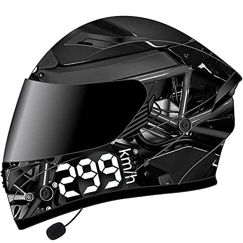 ZLYJ Full Face Motorrad Bluetooth Helm Doppelvisier Klappbarer Vorderhelm ECE-Geprüfter Leichter Street Bike Crash Modularer Helm Für Automatische Freisprechbeantwortung D,XXXL(65-66cm)