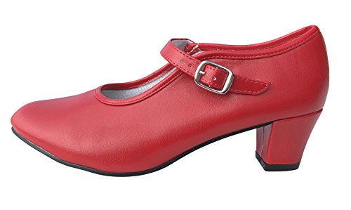 La Senorita Spanische Flamenco Schuhe - Rot für Kinder und Damen (Größe 38 - Innenmaß 24 cm)