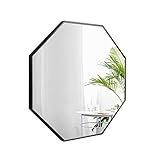 Spiegel Achteck Wandbehang Dekorative Spiegel Aluminiumlegierung Rahmen 60 cm × 60 cm Bruchsicheres Glas Home Flur Spiegel Kreative Verziert (Schwarz)