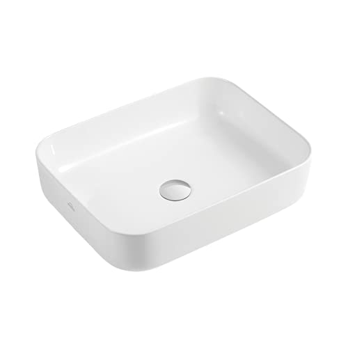 VBChome Waschbecken 51 x 40 cm Keramik Weiß Oval Waschtisch Handwaschbecken Aufsatzwaschbecken Waschschale Gäste WC