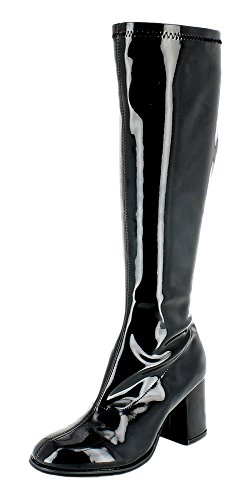 Das Kostümland Gogo Damen Lackstiefel normale Schaftweite - Schwarz Gr. 37