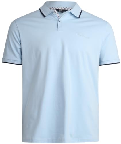 Ben Sherman Herren-Poloshirt – Regular Fit 2-Knopf-Kurzarmshirt – lässiges Stretch-Poloshirt für Männer (S-XL), Himmelblau, Mittel