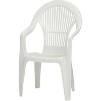Monobloc stapelbarer Stuhl mit hoher Rückenlehne, Made in Italy, 58 x 56 x 94 cm, weiße Farbe