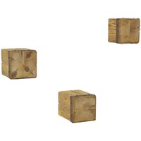 Deko Hängeregal Set aus Tanne Massivholz und Metall quadratisch (3-teilig)