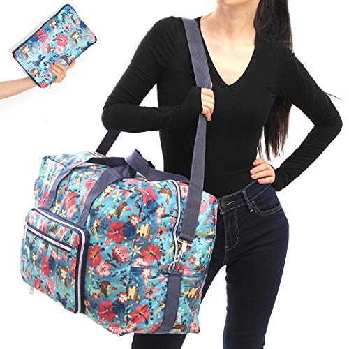 Reisetasche, faltbar, groß, 56 cm, wasserabweisend, 8 Farben - Blau - Einheitsgröße