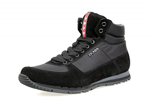 Prada Herren Schwarz Leder High-Top Sneaker 4T2782 OQT F034C 42 EU/UK 8