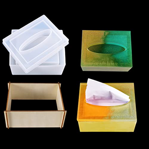 DIYBravo Taschentuchbox Silikonformen Epoxidharz Formen mit Stützrahmen Harz Gießformen Tissue Box Resin Mold für DIY Kunsthandwerk Taschentuchbox (Tissue Box Mold + Holder)