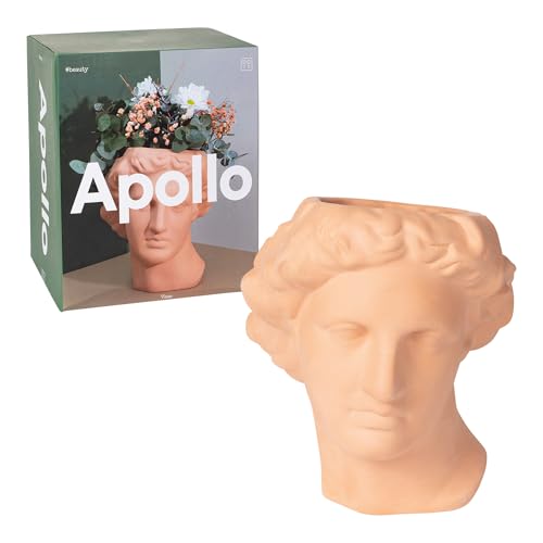DOIY - Moderne Dekovase - Design in Form des griechischen Gottes Apollo - Hergestellt mit Keramik - Vase für Blumen - Dekovase - Braun - 20x20x23,4cm