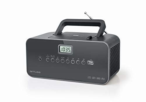 Muse M-28 DG CD-Radio tragbar, PLL UKW-Radio, MW-Tuner, Senderspeicher, USB, MP3-Wiedergabe, Netz- oder Batteriebetrieb, dunkelgrau